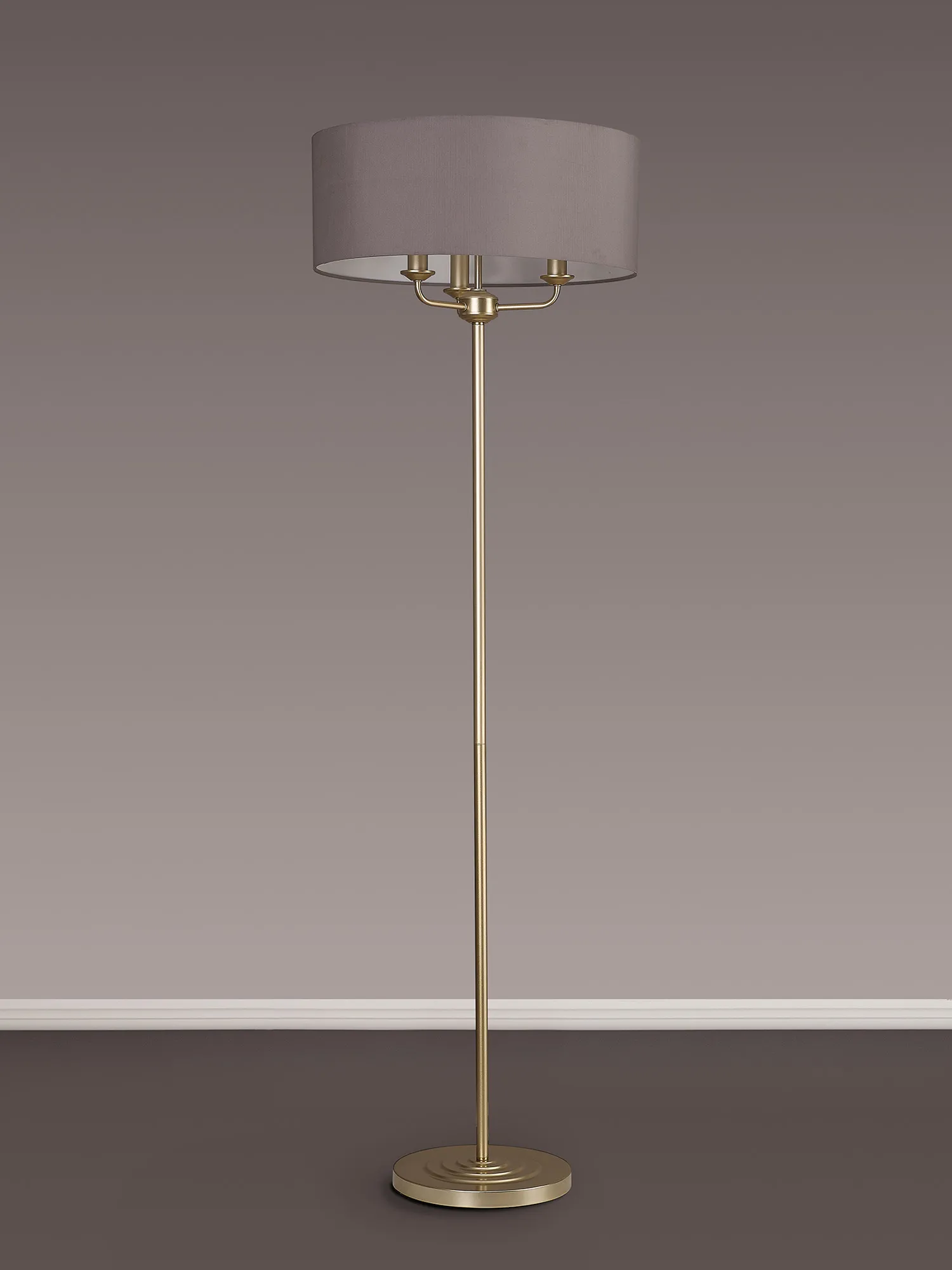 Banyan 45cm 3 Light Floor Lamp Champagne Gold; Grey DK1000  Deco Banyan CG GR